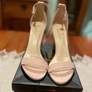 Taylor Blush Suede Ankle Strap Heels